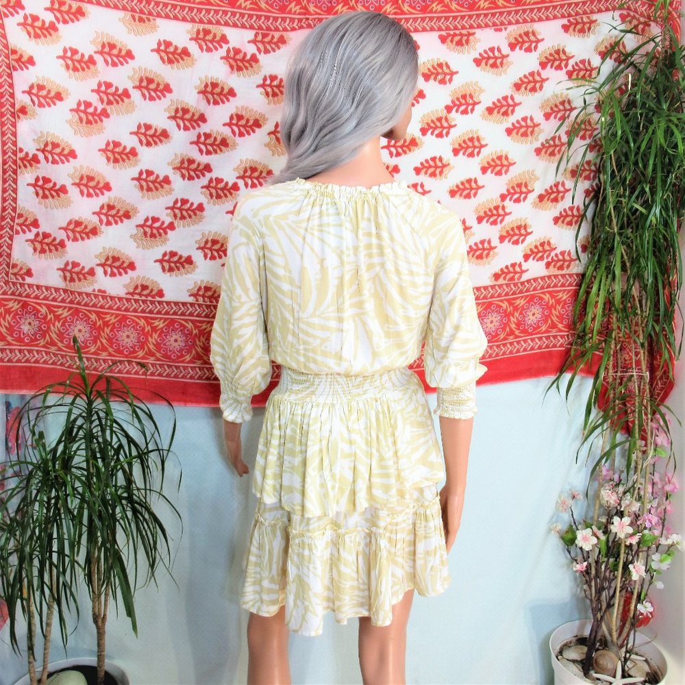 Patrons of Peace White Prairie Boho Peasant Ruffles Smock Dress - Picture 2 of 15